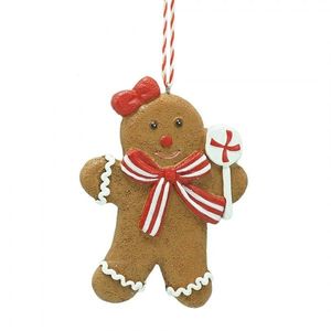 Hnědá vánoční ozdoba Perníček Gingerbread - 8*1*10 cm 6PR4338 obraz