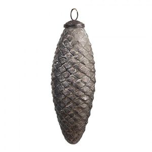 Tmavě stříbrná vánoční ozdoba šiška - 6*16 cm 6GL4537M obraz