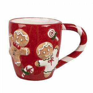Červený hrnek s perníčky Gingerbread - 14*9*10 cm / 325 ml 6CEMU0158 obraz