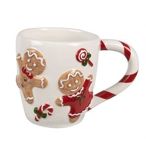 Bílý hrnek s perníčky Gingerbread - 14*9*10 cm / 325 ml 6CEMU0157 obraz