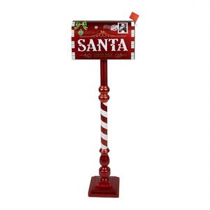 Vánoční dekorace červená schránka na noze Santa - 33*18*99 cm 5Y1253 obraz