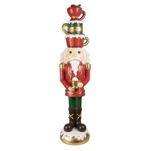 Červená dekorace Louskáček Nutcracker se šálky - 30*28*120 cm 5PR0143 obraz