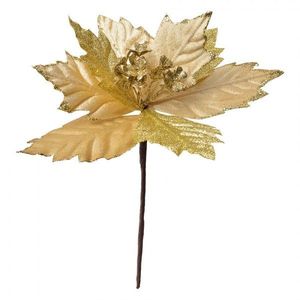 Zlatá umělá květina zápich vánoční hvězda Poinsettia - Ø 21*25 cm 65820 obraz