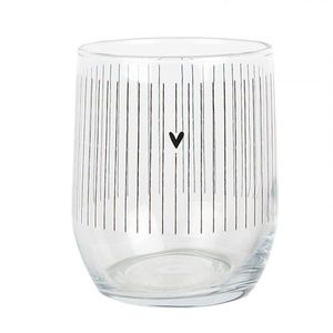 Sklenička se srdíčkem a proužky Lovely Day - Ø 8*9 cm / 300 ml BHSGL0007 obraz