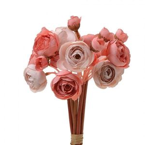 Dekorace umělá květina s růžovými květy Ranunculus - Ø 10*27 cm 6PL0327 obraz