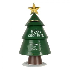 Zelená kovová schránka ve tvaru stromku Letters to Santa - Ø 18*35 cm 6Y5860 obraz