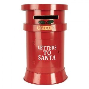 Červená kovová kulatá dekorační schránka Letters to Santa - Ø 24*38 cm 6Y5856 obraz