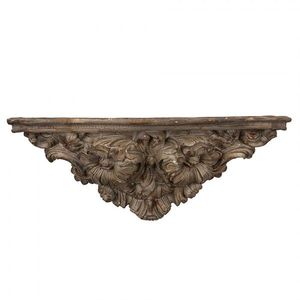 Hnědá nástěnná dekorační police s ornamenty Solangée - 73*21*29 cm 5MG0059 obraz
