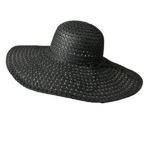 Dámský černý slaměný sluneční klobouk - 57 cm JZHA0120 obraz