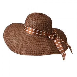 Dámský hnědý klobouk s puntíkatou mašlí - 57 cm JZHA0121 obraz