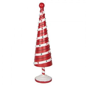 Bílo-červená kovová dekorace vánoční stromek Christmas Tree L - Ø 13*49 cm 6Y5735 obraz