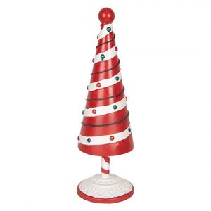 Bílo-červená kovová dekorace vánoční stromek Christmas Tree M - Ø 12*36 cm 6Y5734 obraz