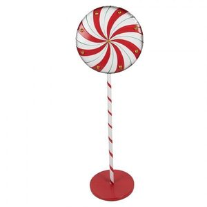 Červeno-bílá kovová dekorace lízátko Lollipop - 40*30*120 cm 6Y5733 obraz