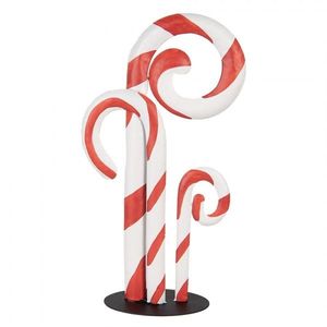 Červeno-bílá kovová dekorace lízátka Candy Cane - 24*11*46 cm 6Y5864 obraz