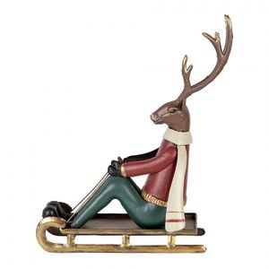 Kovová dekorace jelen na saních - 27*10*31 cm 6Y5834 obraz