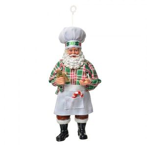 Závěsná vánoční dekorace Santa Claus držící perníček - 10*6*17 cm 66240 obraz
