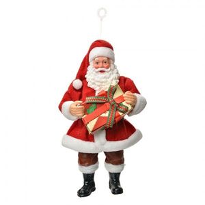 Závěsná vánoční dekorace Santa Claus držící dárek - 10*6*17 cm 66244 obraz