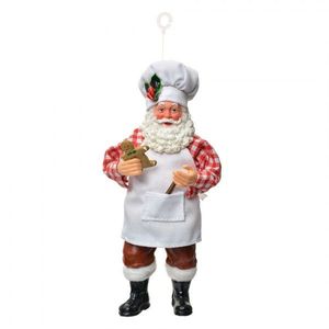 Závěsná vánoční dekorace Santa Claus cukrář držící perníček - 9*6*17 cm 66243 obraz