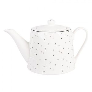 Bílá porcelánová konvička se srdíčky Lovely Day - 23*14*14 cm / 1000 ml BHSTE obraz