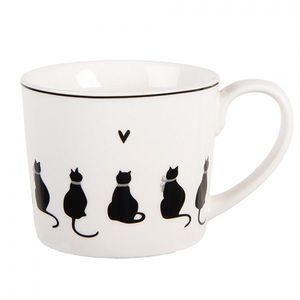 Bílý hrnek s kočkami a srdíčkem Dog&Cat - 12*8*7 cm / 275 ml PWSMU0001 obraz