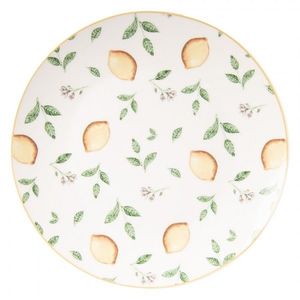 Bílý porcelánový dezertní talířek s citróny Lemons & Leafs - Ø 20cm LELDP obraz
