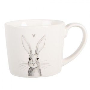 Bílý hrnek s hlavou králíka a srdíčkem - 12*8*7 cm / 275 ml RUBMU obraz