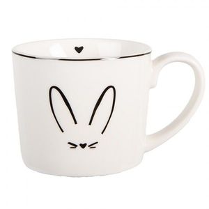 Bílý hrnek s králičími oušky a srdíčkem - 12*8*7 cm / 275 ml 6CEMU0184 obraz