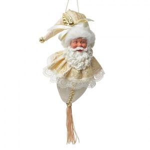 Zlatá závěsná dekorace Santa se zdobným oblekem - 8*8*35 cm 66221 obraz