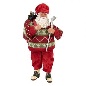 Červená vánoční figurka Santa Claus s golfovou holí - 15*10*28 cm 66234 obraz