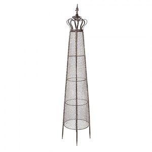 Hnědý antik kovový obelisk na květiny Brocante - Ø 30*151 cm 5Y1358 obraz