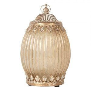 Béžová skleněná svítící LED lucerna Balli - Ø 11*18 cm / 2*AAA 6GL5220 obraz