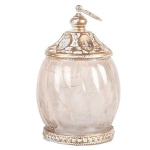 Béžová skleněná svítící LED lucerna Balli - Ø 7*11 cm 6GL5219 obraz