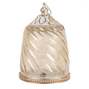 Béžová skleněná svítící LED lucerna Balli - Ø 9*14 cm / 2*AAA 6GL5217 obraz