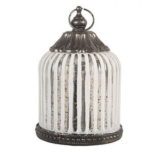 Stříbrná antik skleněná svítící LED lucerna Balli - Ø 8*12 cm / 2*AAA 6GL5228 obraz