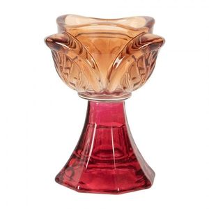 Červeno-oranžový skleněný svícen květina Colorful Garden - Ø 7*10 cm 6GL5342O obraz