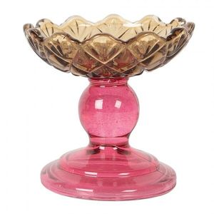 Růžovo-žlutý skleněný svícen květina Colorful Garden - Ø 10*9 cm 6GL5341 obraz