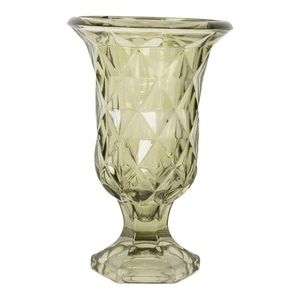 Zelená skleněná váza ve tvaru barokního květináče - Ø 12*18 cm 6GL5337 obraz