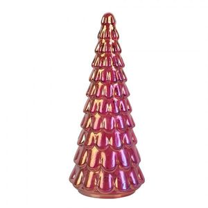 Růžová vánoční skleněná dekorace stromek - Ø 11*26 cm 6GL5328 obraz