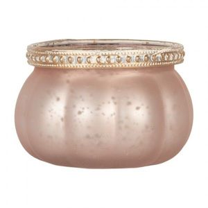 Růžový skleněný svícen na čajovou svíčku - Ø 9*6 cm 6GL5213 obraz