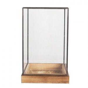 Dekorační skleník/ vitrína s dřevěným podstavcem Pallas - 19*19*30 cm 6GL5364 obraz