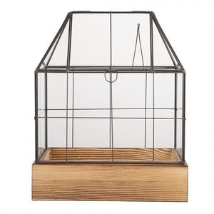Dekorační skleník/ vitrína s dřevěným podstavcem Pallas - 26*17*32 cm 6GL5363 obraz