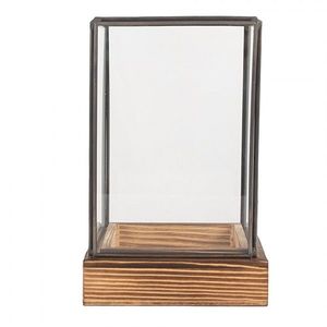 Dekorační skleník/ vitrína s dřevěným podstavcem Pallas - 12*12*19 cm 6GL5366 obraz