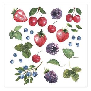 Bílé ubrousky s lesními plody - 33*33 cm (20ks) 38004101 obraz