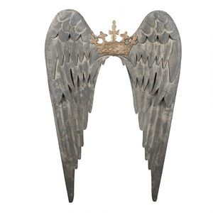 Zinková nástěnná andělská křídla s korunkou Wings Angel - 46*4*65 cm 5Y1367 obraz