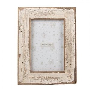 Bílo-hnědý antik dřevěný fotorámeček - 16*2*21 cm / 10*15 cm 2F1295 obraz