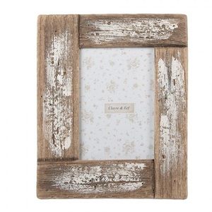 Bílo-hnědý antik dřevěný fotorámeček - 18*2*23 cm / 10*15 cm 2F1296 obraz