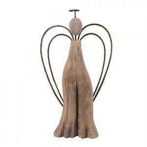 Hnědá dekorace dřevěná figurka anděl Angel Rustic L - 14*4*26 cm 6H2421L obraz