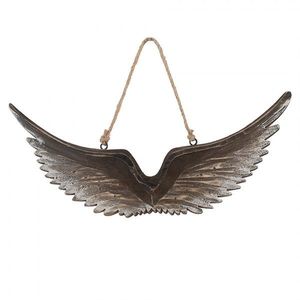 Hnědá antik dřevěná závěsná andělská křídla Angel Rustic - 30*3*12 cm 6H2422 obraz
