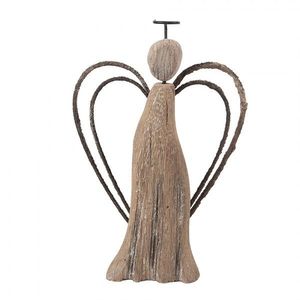 Hnědá dekorace dřevěná figurka anděl Angel Rustic M - 12*3*18 cm 6H2421M obraz
