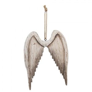 Bílá antik dřevěná závěsná andělská křídla Angel Rustic - 20*3*27 cm 6H2423 obraz